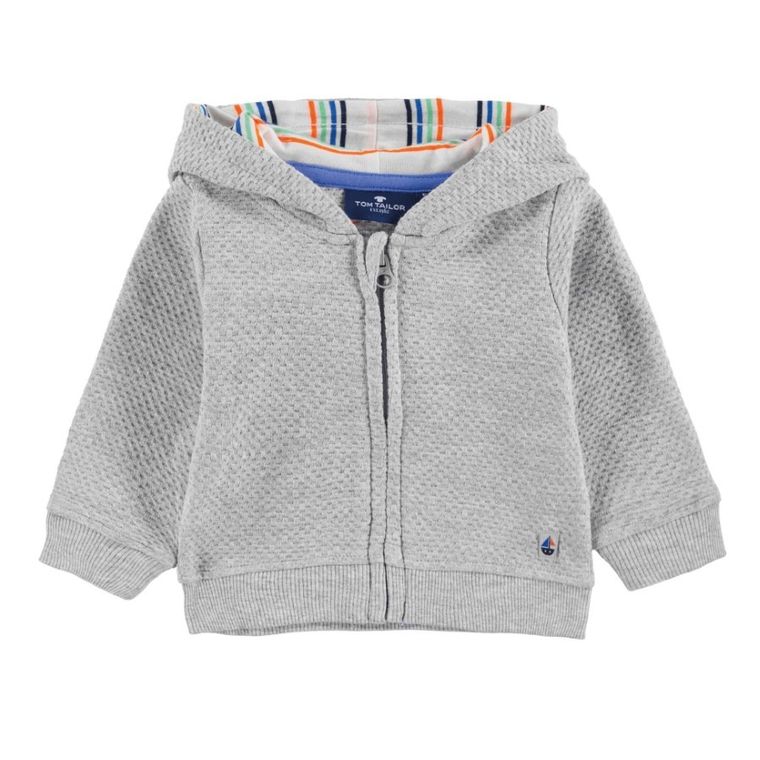 Bluza chłopięca z kapturem, rozpinana, szara, Tom Tailor