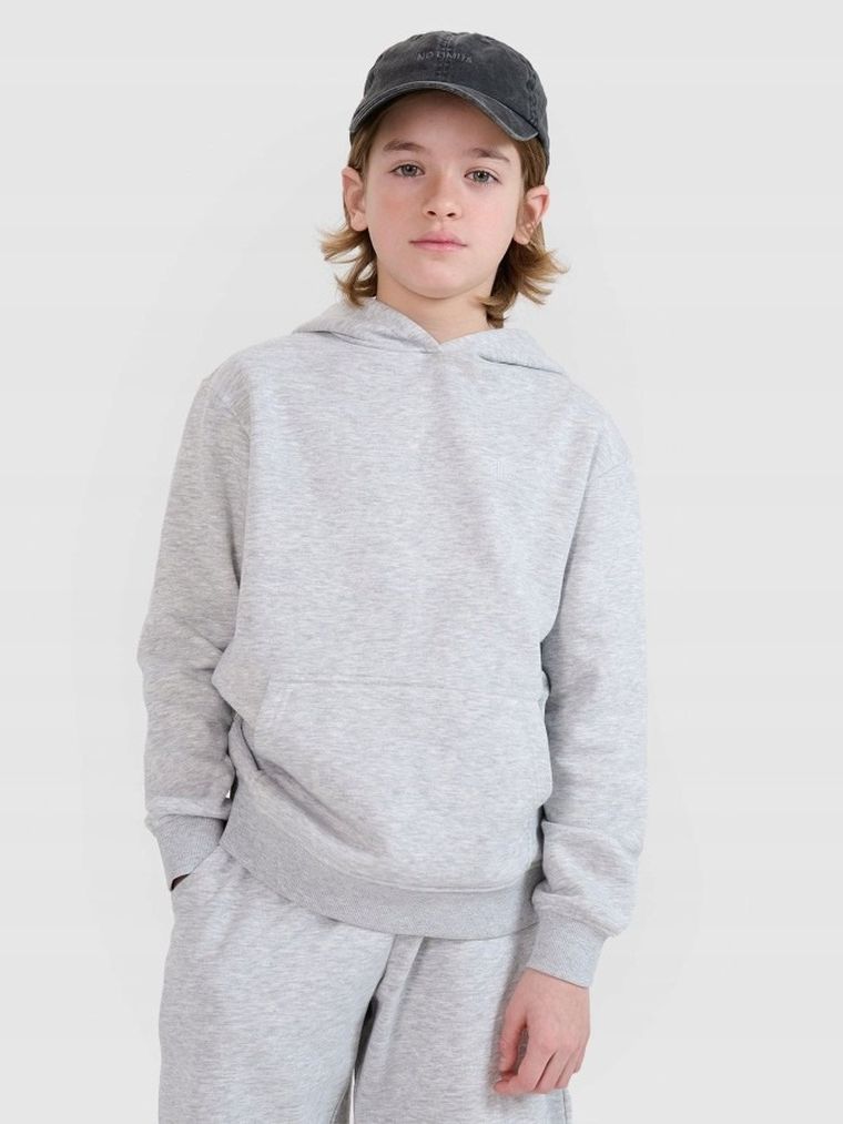 Bluza chłopięca z kapturem, szara, 4F