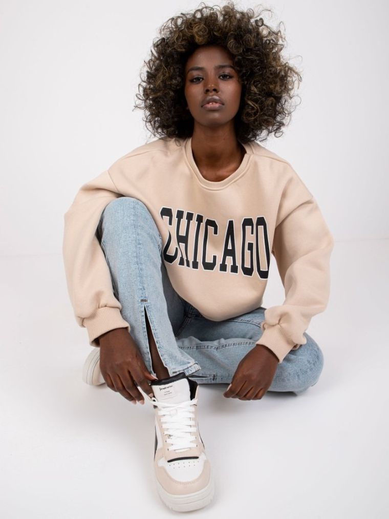 Bluza damska, beżowa, Ex Moda