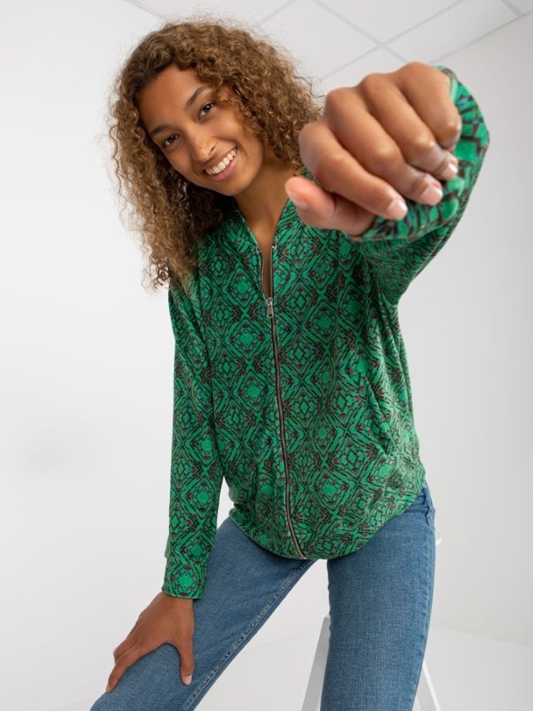 Bluza damska, rozpinana, zielona, Rue Paris