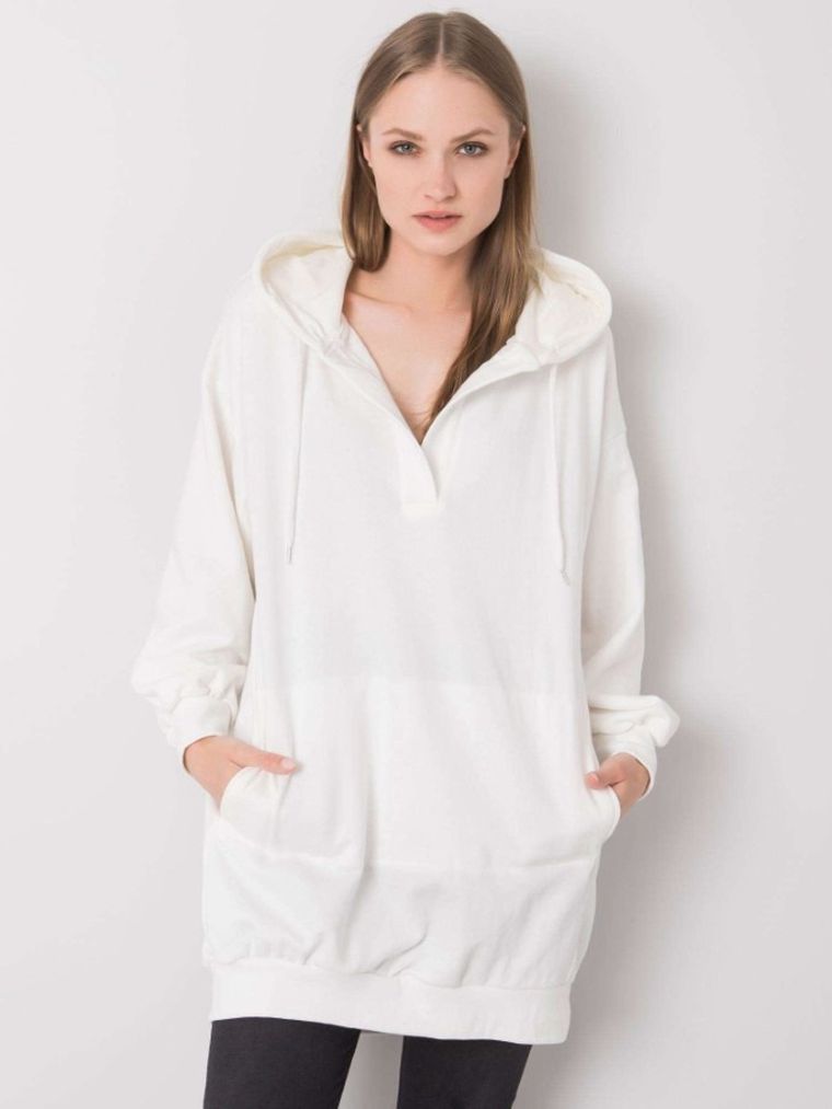 Bluza damska z kapturem, biała, Ex Moda