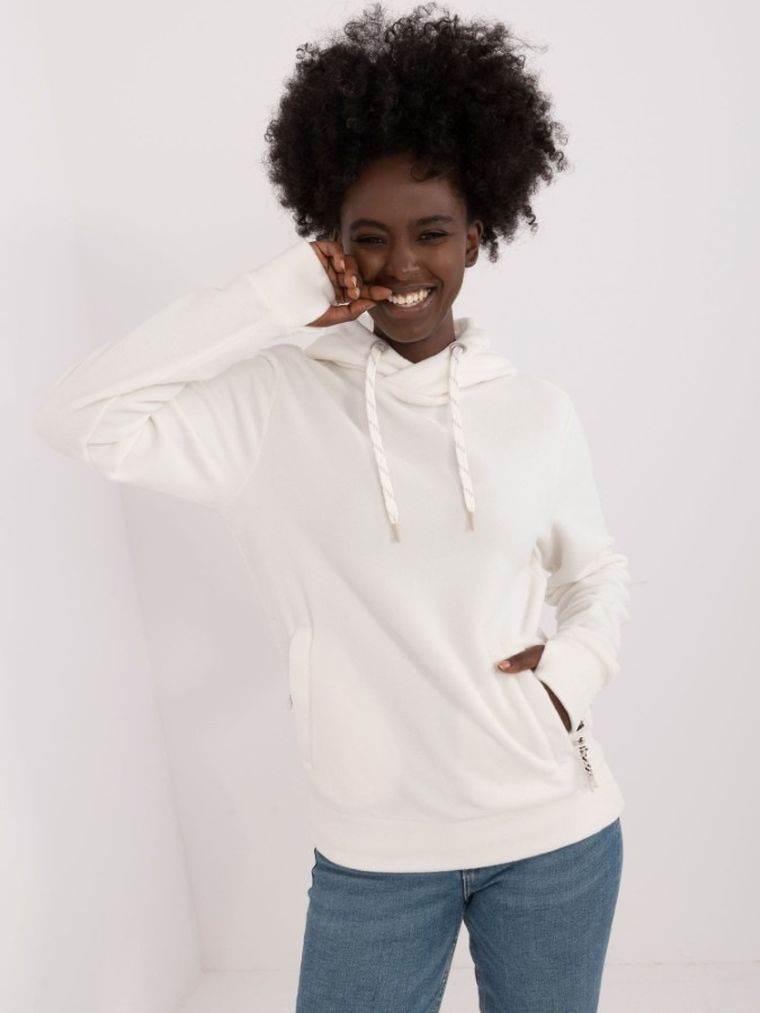 Bluza damska z kapturem, biała, Sublevel