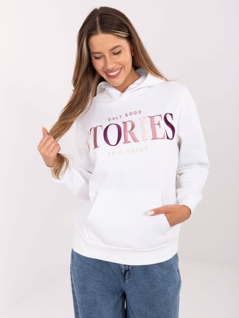 Bluza damska z kapturem, biała, Sublevel