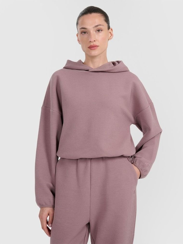 Bluza damska z kapturem, brązowa, 4F