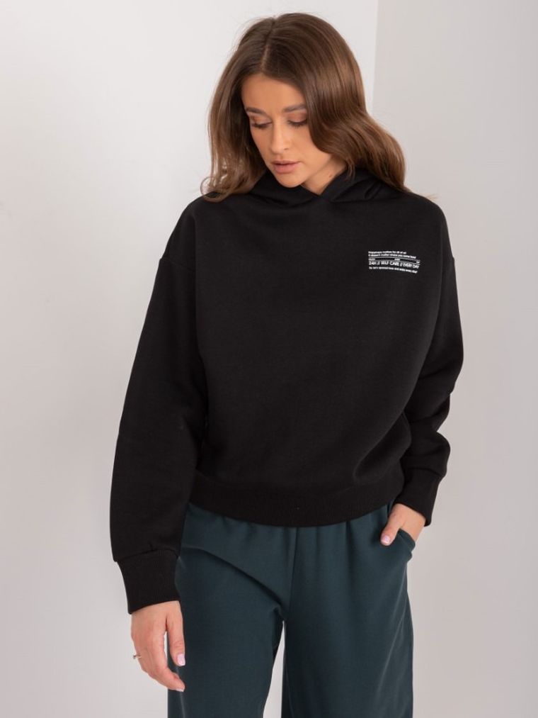 Bluza damska z kapturem, czarna, Sublevel