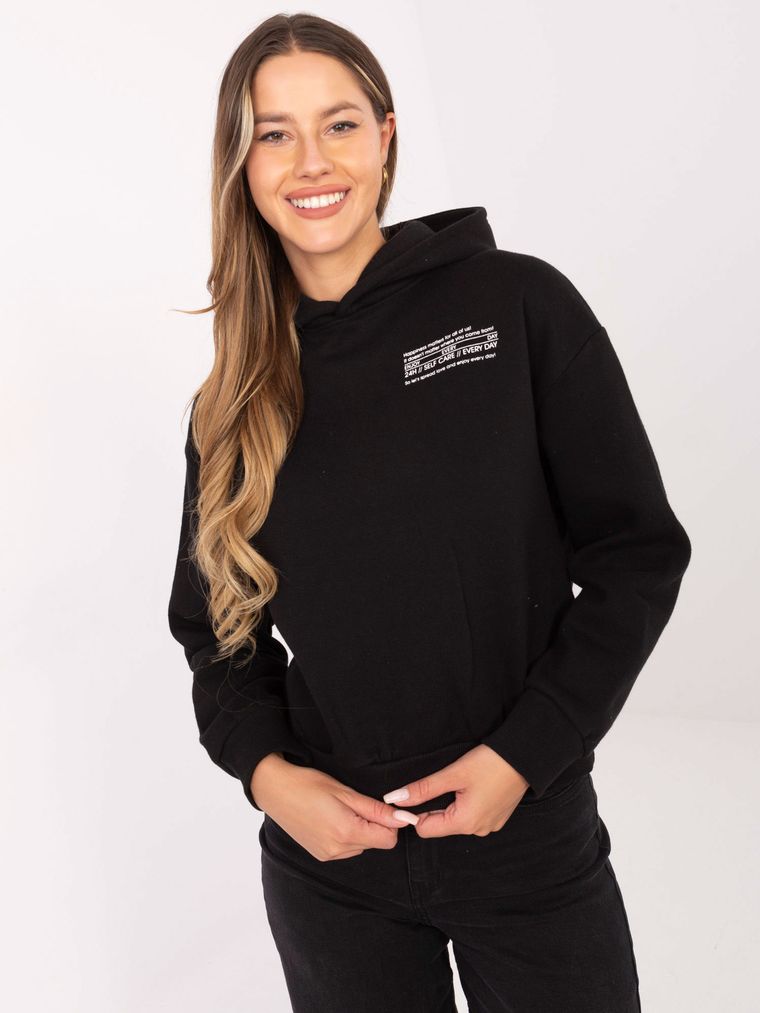 Bluza damska z kapturem, czarna, Sublevel