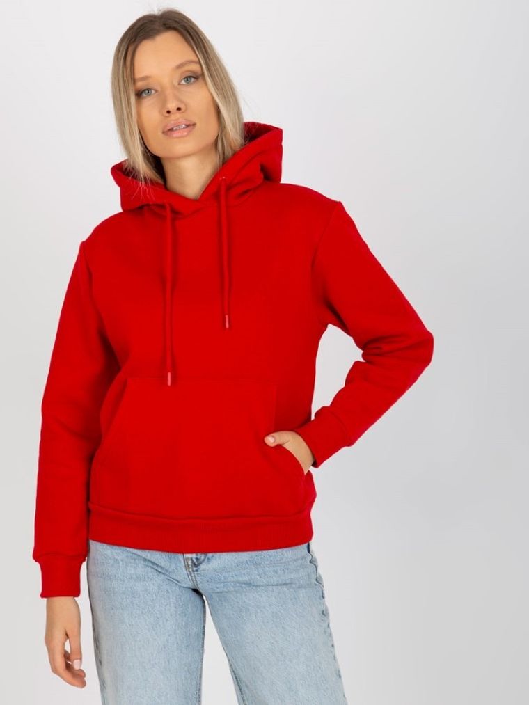 Bluza damska z kapturem, czerwona, Rue Paris