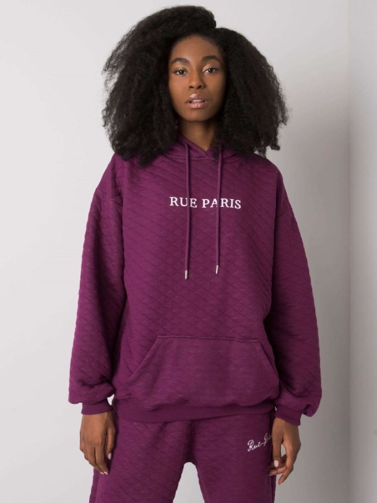 Bluza damska z kapturem, fioletowa, Rue Paris