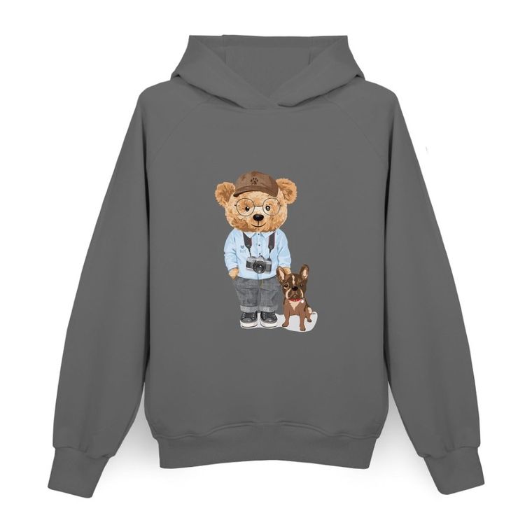 Bluza damska z kapturem, grafitowa, Ceba Baby