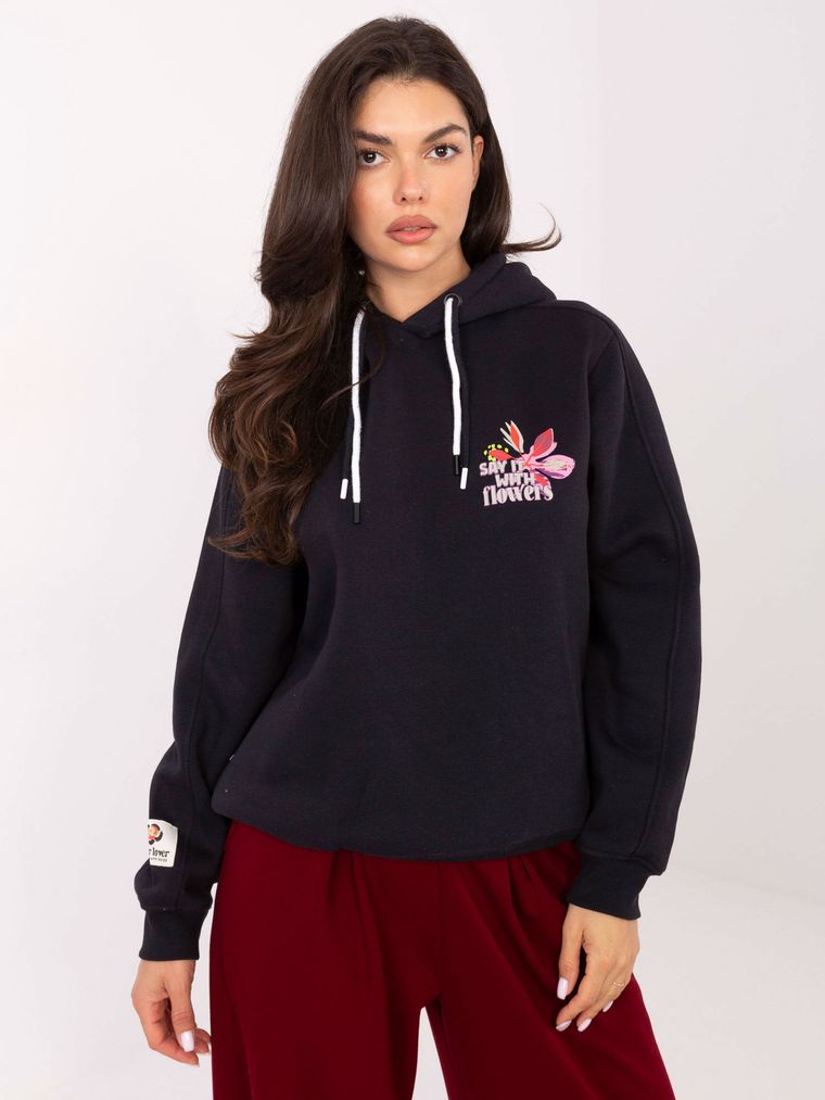 Bluza damska z kapturem, grafitowa, Sublevel