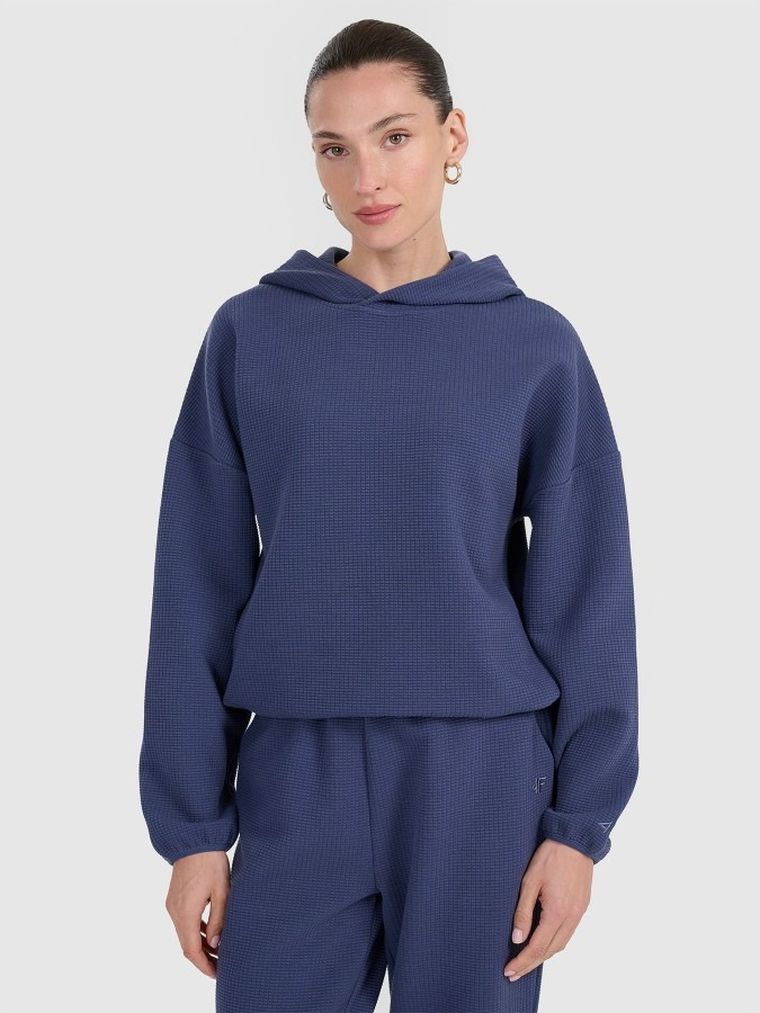 Bluza damska z kapturem, granatowa, 4F