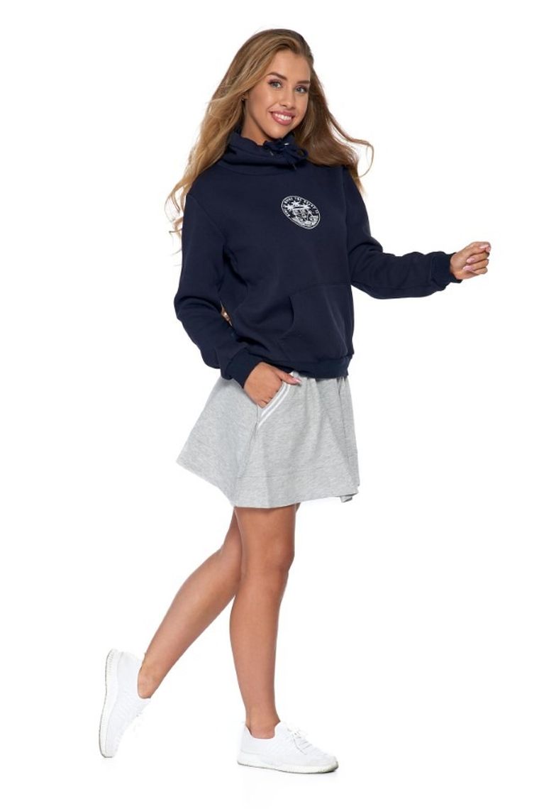 Bluza damska z kapturem, granatowa, Moraj