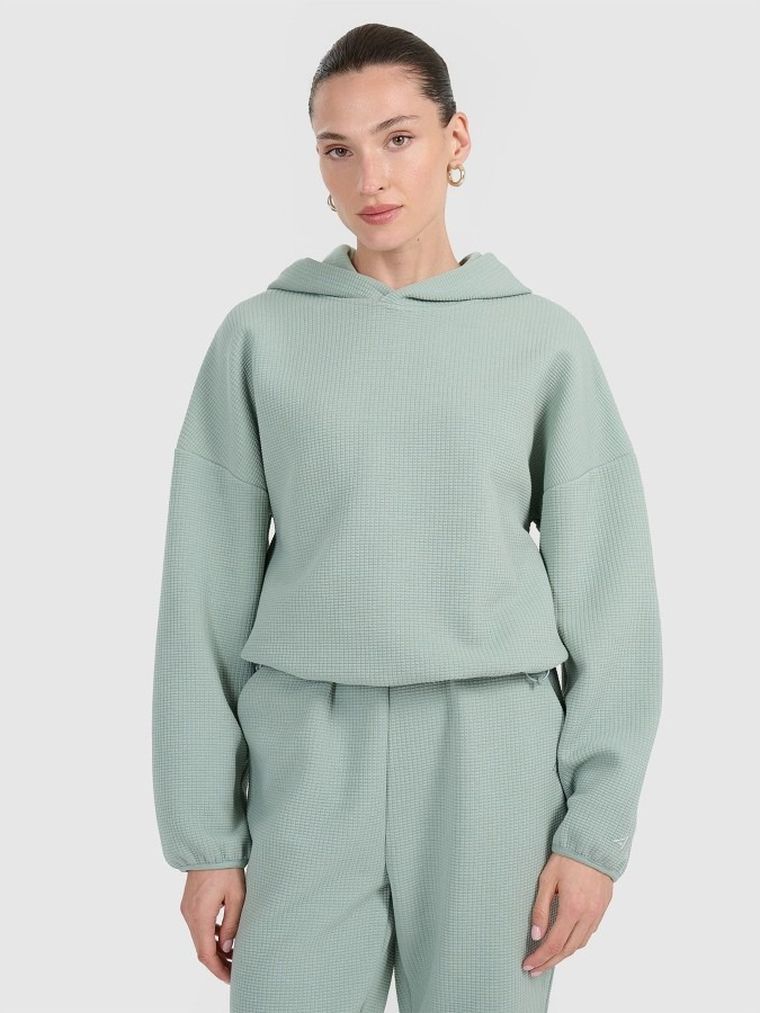 Bluza damska z kapturem, miętowa, 4F