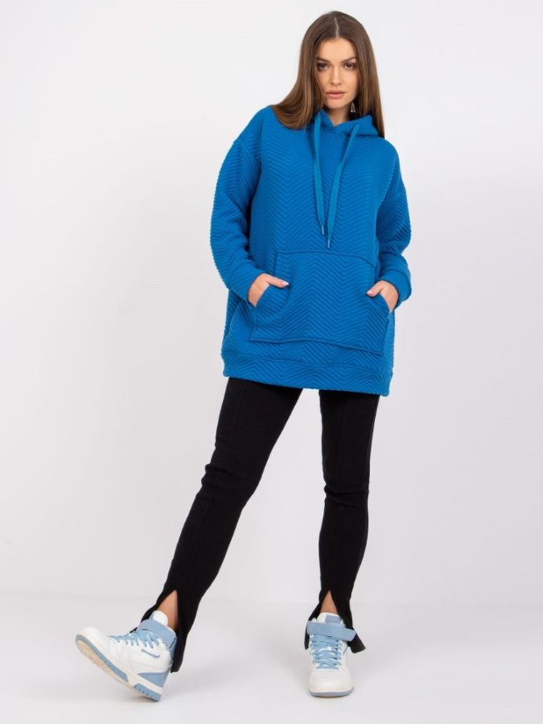 Bluza damska z kapturem, niebieska, Rue Paris