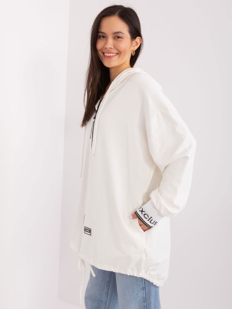 Bluza damska z kapturem, rozpinana, ecru, Relevance