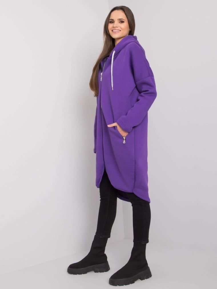 Bluza damska z kapturem, rozpinana, fioletowa, Relevance