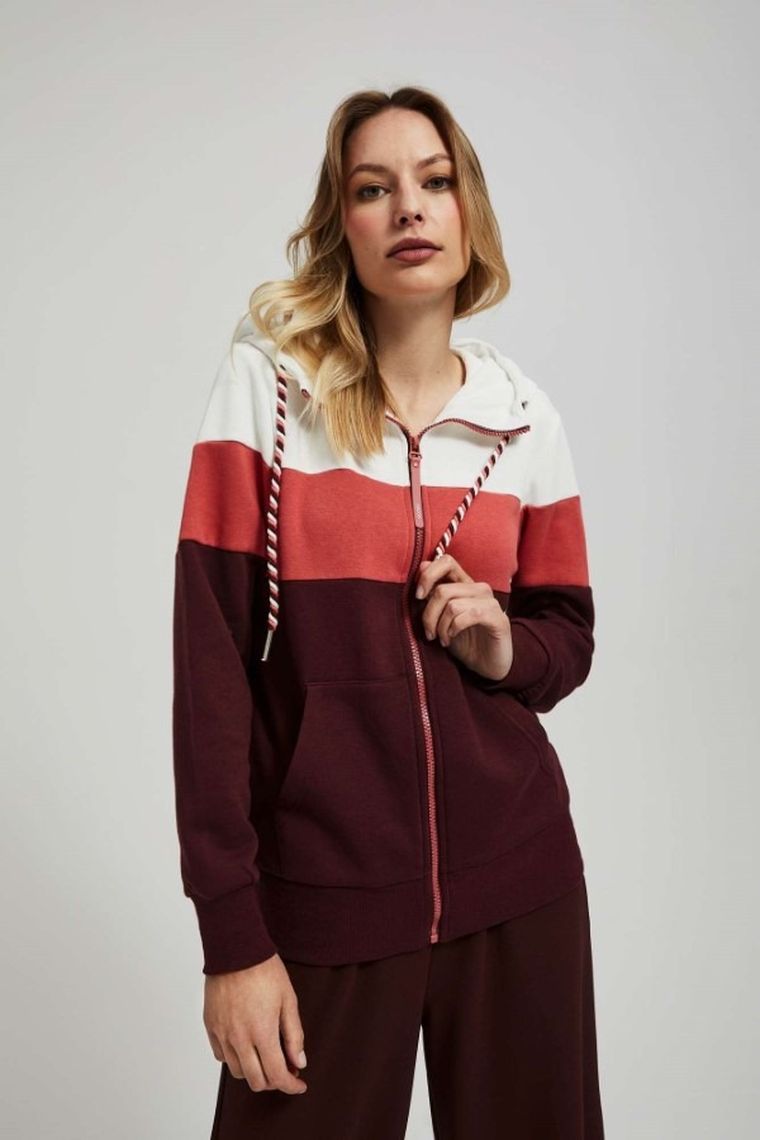 Bluza damska z kapturem, rozpinana, mix, Moodo