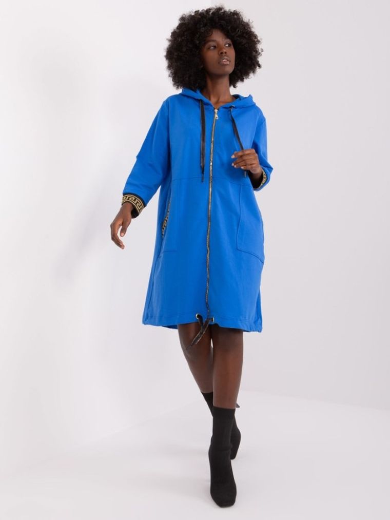 Bluza damska z kapturem, rozpinana, niebieska, La Rosa