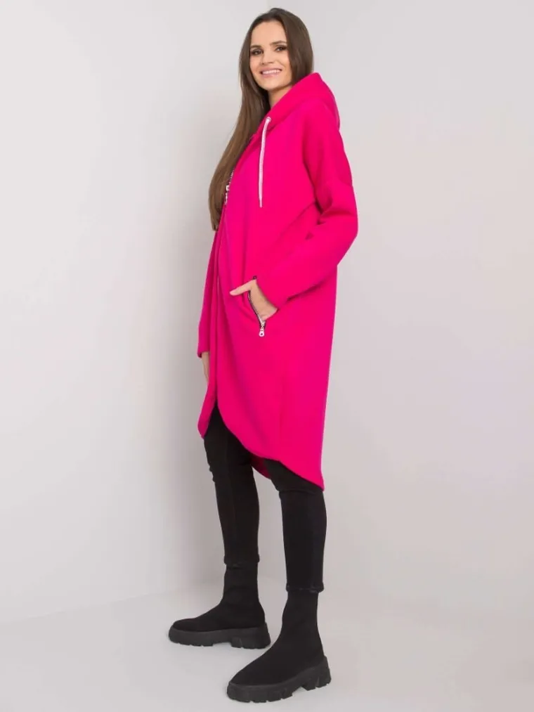 Bluza damska z kapturem, rozpinana, różowa, Relevance