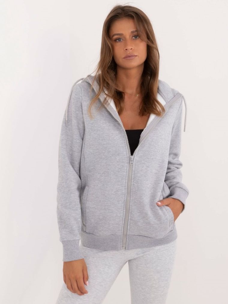 Bluza damska z kapturem, rozpinana, szara, Sublevel