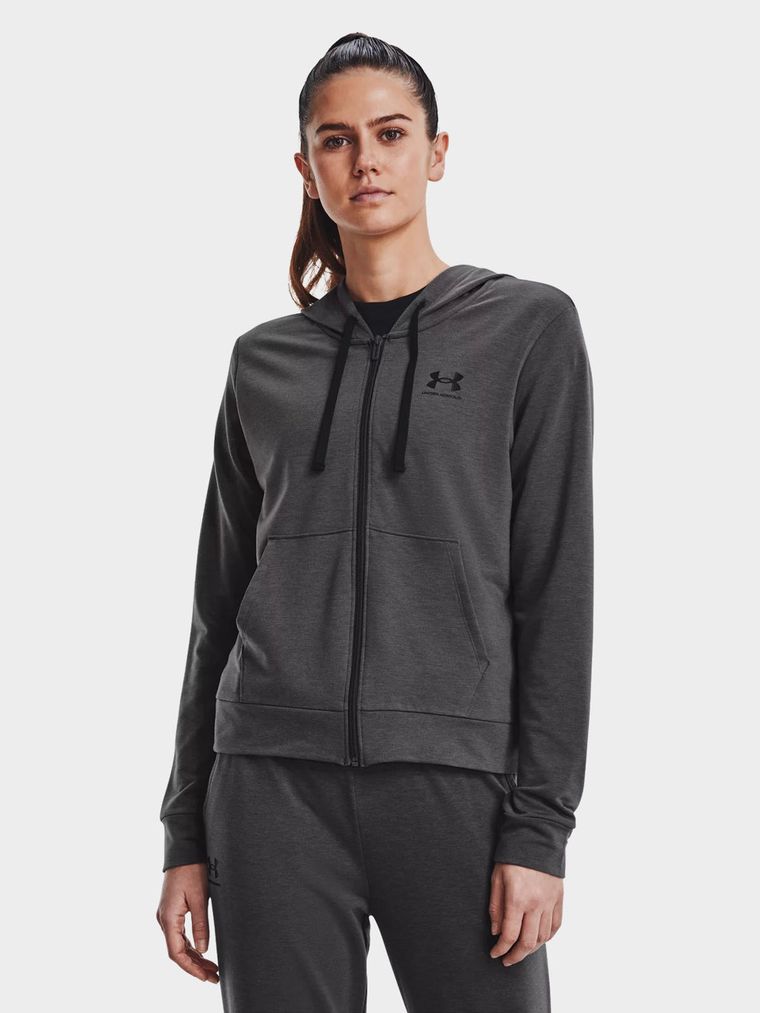 Bluza damska z kapturem, rozpinana, szara, Under Armour