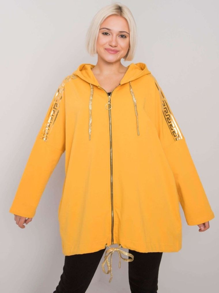 Bluza damska z kapturem, rozpinana, żółta, Relevance