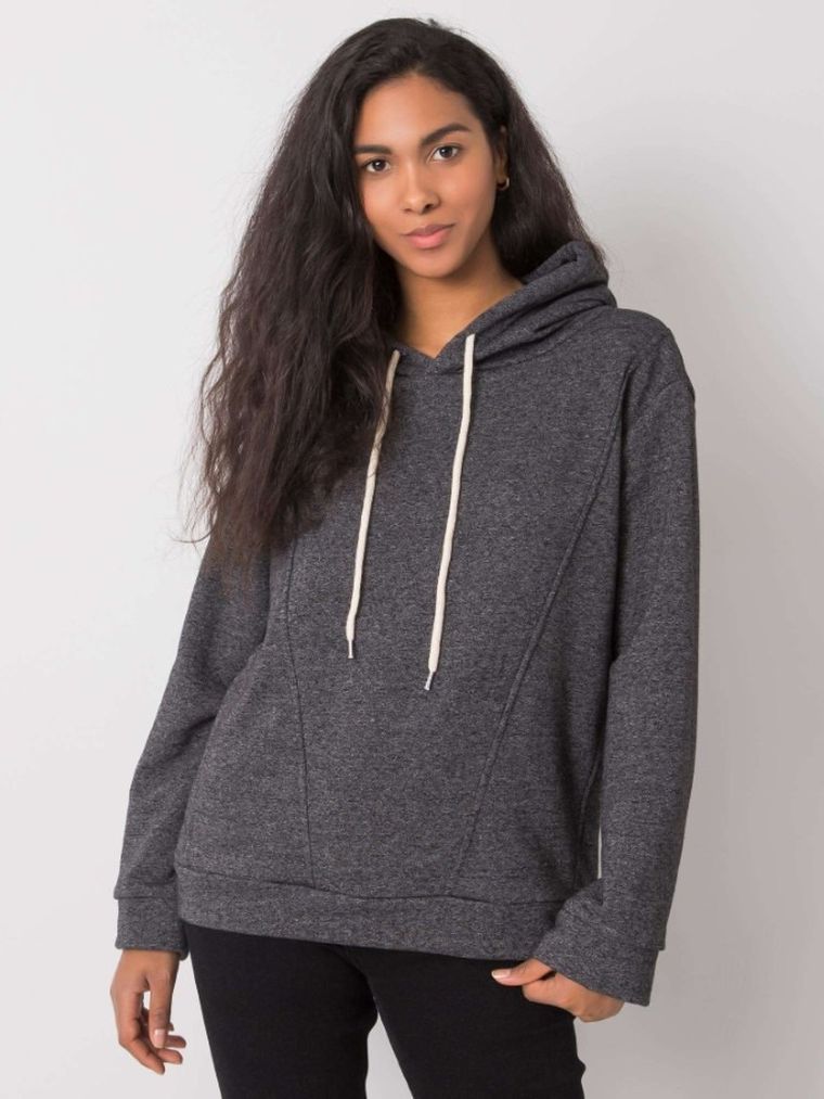 Bluza damska z kapturem, szara, Ex Moda