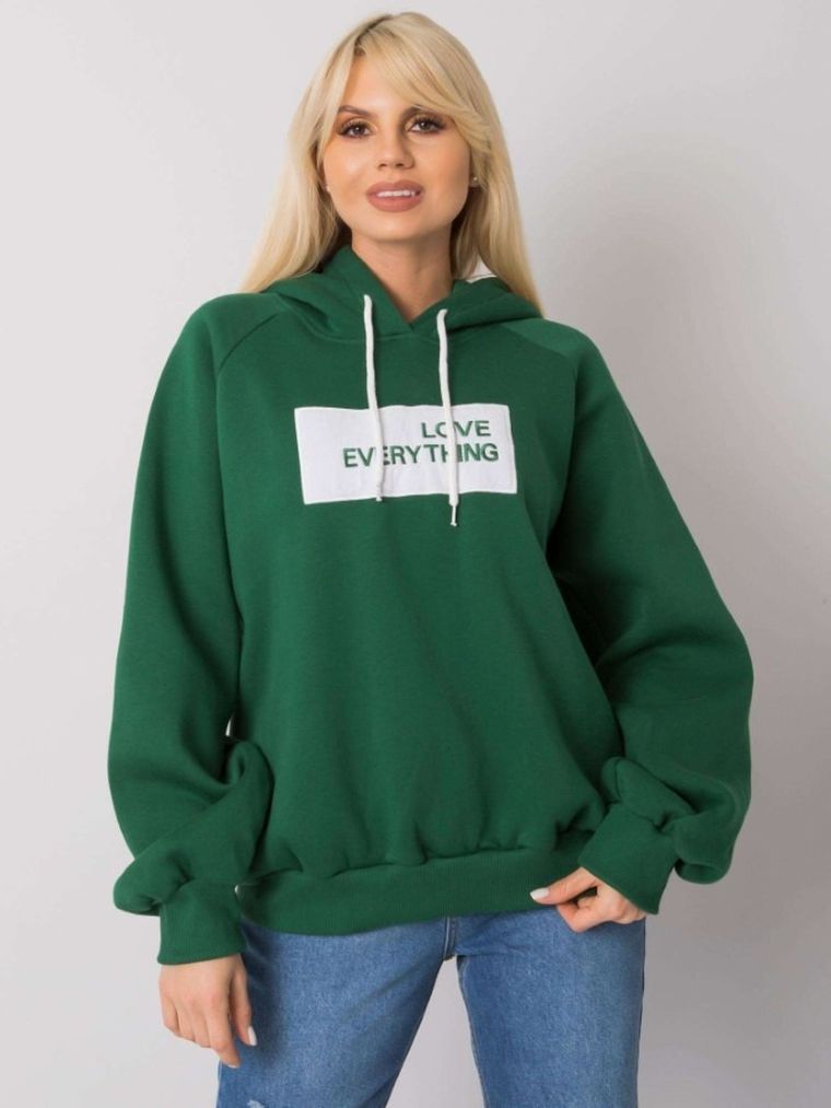 Bluza damska z kapturem, zielona, Ex Moda