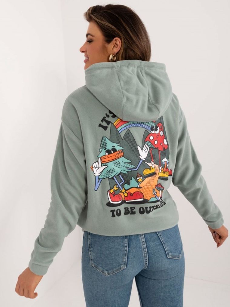 Bluza damska z kapturem, zielona, Sublevel
