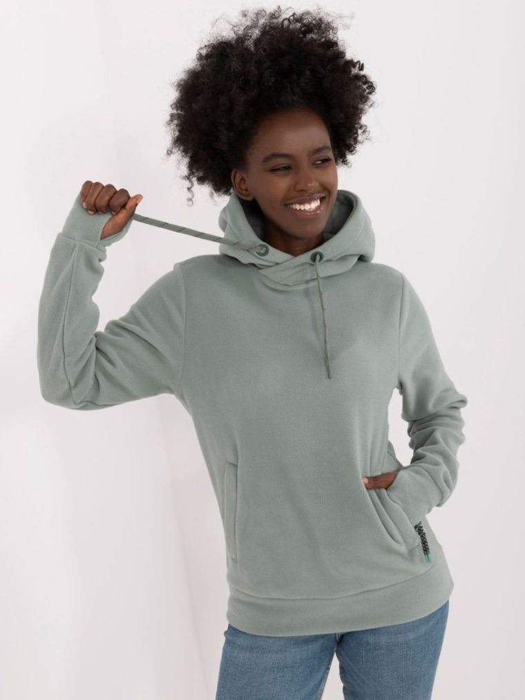 Bluza damska z kapturem, zielona, Sublevel