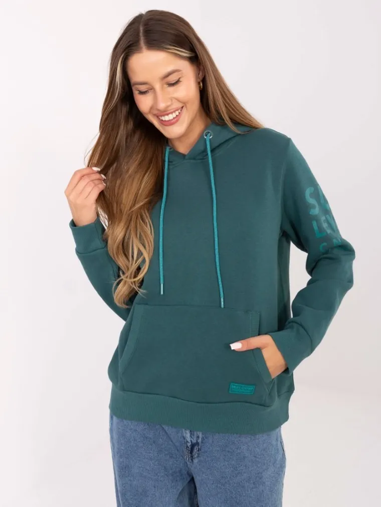 Bluza damska z kapturem, zielona, Sublevel