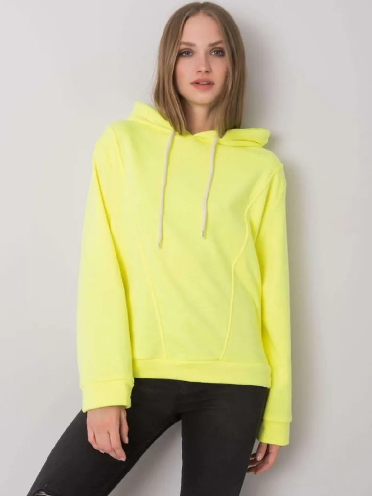 Bluza damska z kapturem, żółta, Ex Moda
