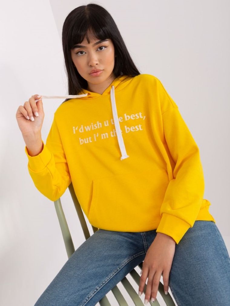 Bluza damska z kapturem, żółta, Lily Rose