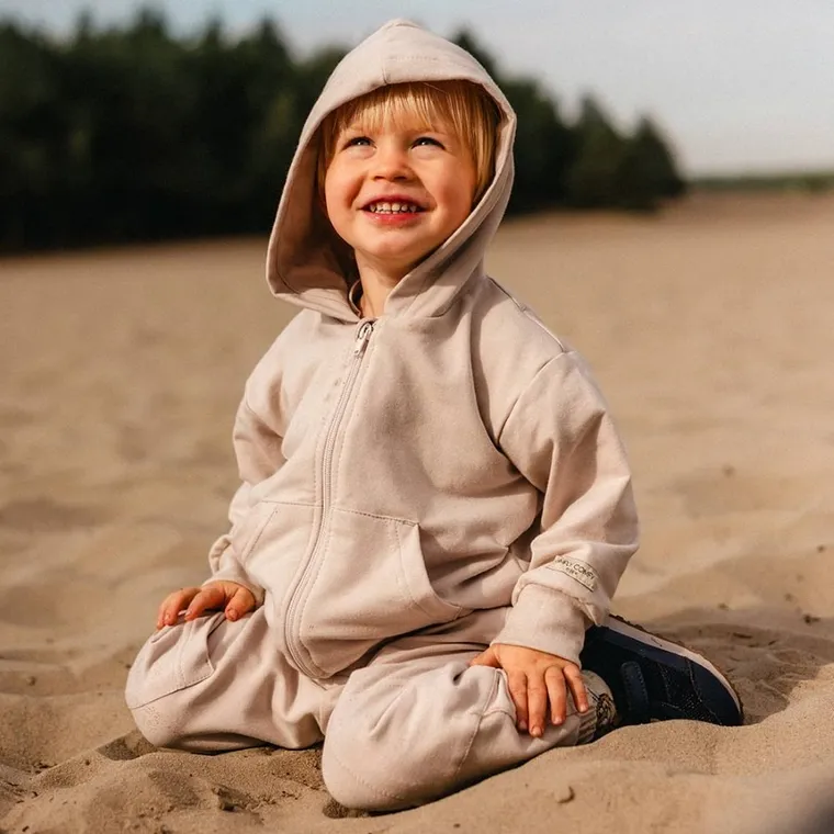 Bluza dziecięca z kapturem, rozpinana, beżowa, Eevi