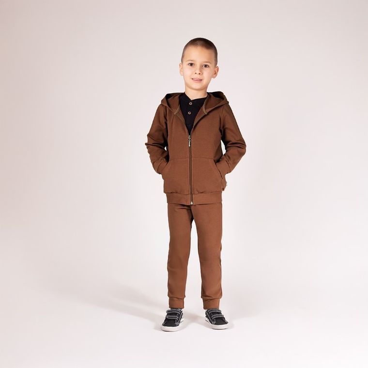 Bluza dziecięca z kapturem, rozpinana, brązowa, Nicol