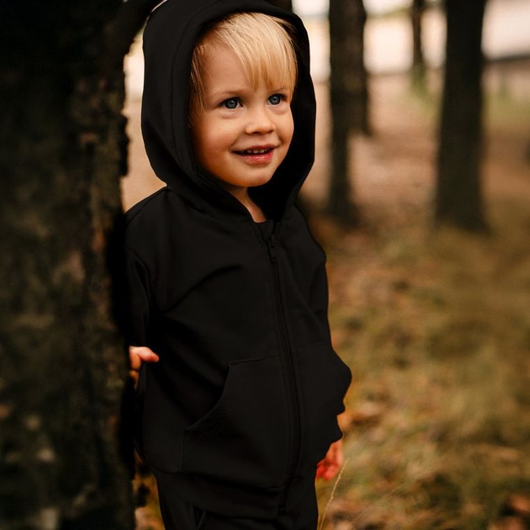 Bluza dziecięca z kapturem, rozpinana, czarna, Eevi