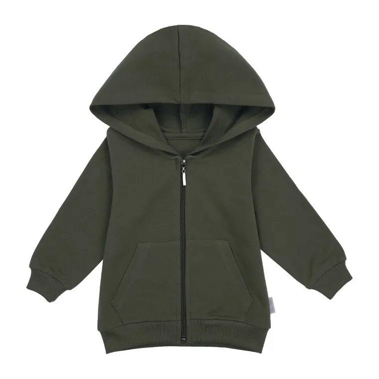 Bluza dziecięca z kapturem, rozpinana, khaki, Nicol