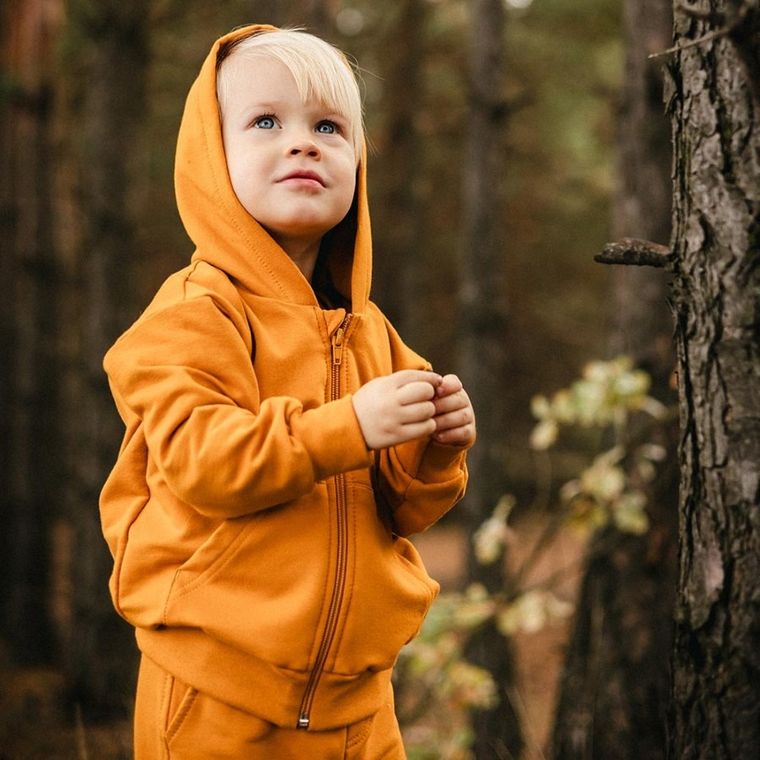 Bluza dziecięca z kapturem, rozpinana, musztardowa, Eevi