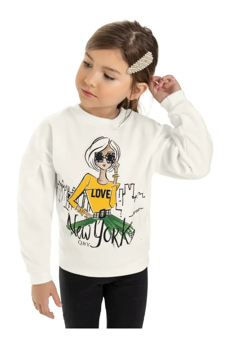 Bluza dziewczęca, biała, New York, Quimby