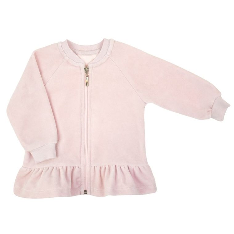 Bluza dziewczęca, rozpinana, welurowa, różowa, Nicol