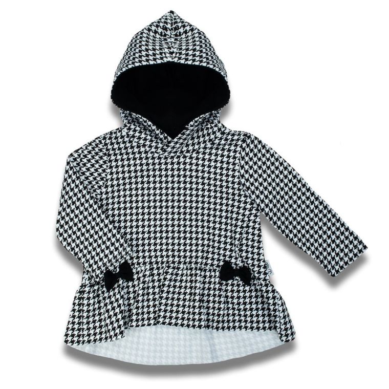 Bluza dziewczęca z kapturem, biało-czarna, Nicol