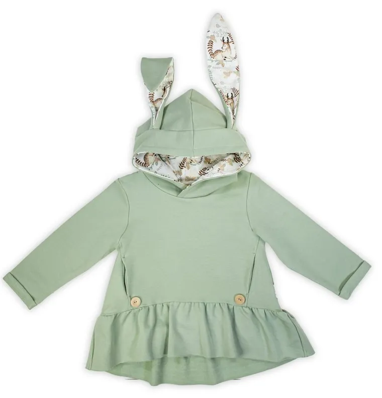 Bluza dziewczęca z kapturem, jasnozielona, Nicol