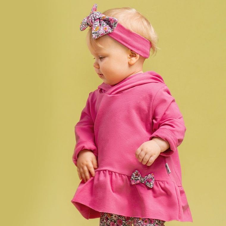 Bluza dziewczęca z kapturem, różowa, Nicol