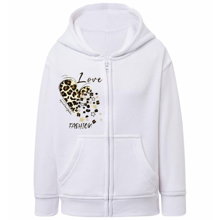 Bluza dziewczęca z kapturem, rozpinana, biała, Tup Tup