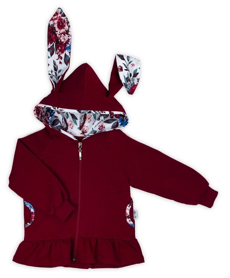 Bluza dziewczęca z kapturem, rozpinana, bordowa, Nicol