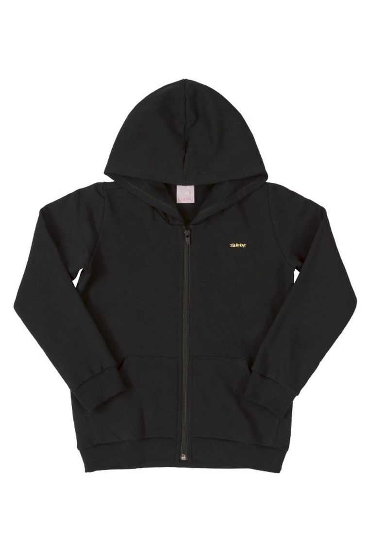 Bluza dziewczęca z kapturem, rozpinana, czarna, Quimby