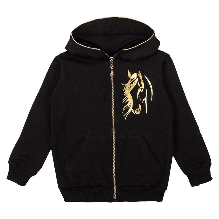 Bluza dziewczęca z kapturem, rozpinana, czarna, Tup Tup