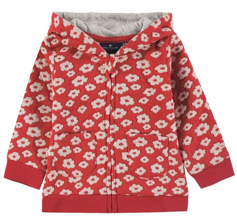 Bluza dziewczęca z kapturem, rozpinana, czerwona, Tom Tailor