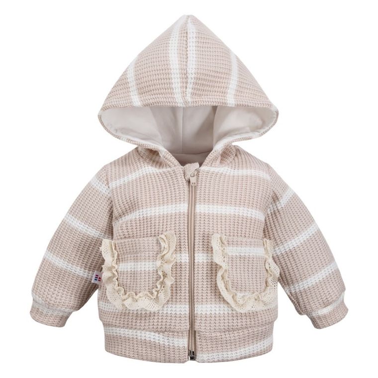 Bluza dziewczęca z kapturem, rozpinana, ecru, Eevi