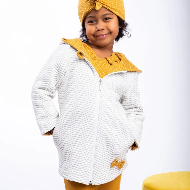 Bluza dziewczęca z kapturem, rozpinana, ecru, Nicol